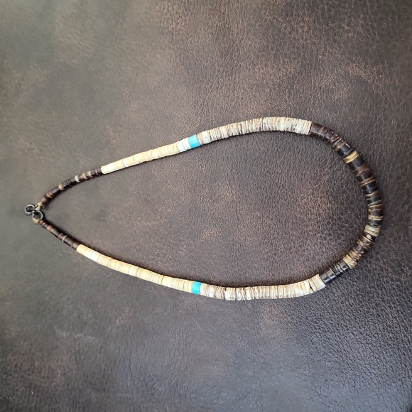 Jewelry - Vintage Navajo Santiago Heishi Shell and Turquoise Necklace 925 Sterling…
